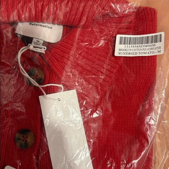 Reformation Rust Red V-Neck Knit Sweater - Picture 6 of 6